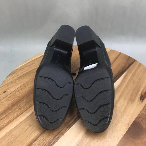 Clarks Emslie Warren Booties Womens 7.5 D Black Leather Side Zip Block Heel - Picture 7 of 8